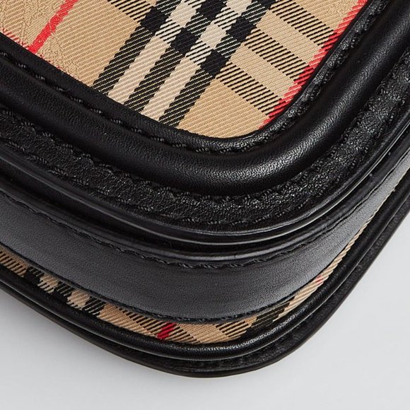 NWT BURBERRY RUNWAY LINK CHECK SHOULDER BAG WITH LEATHER TRIM - Picture 10 of 11